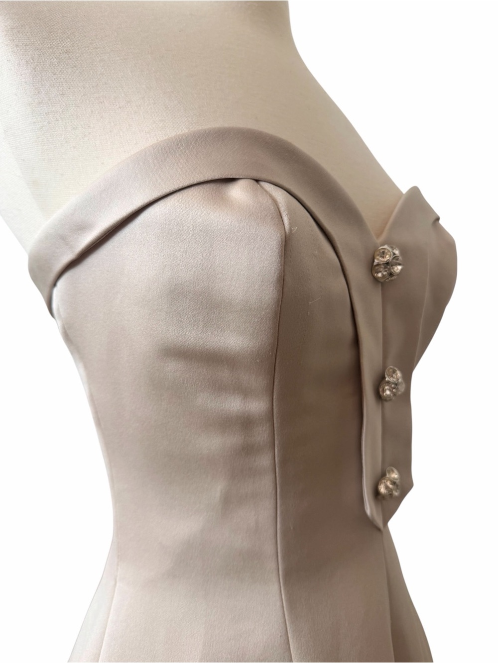 VICTOR COSTA STRAPLESS VINTAGE CHAMPAGNE CRYSAL DRESS. - Picture 9 of 9